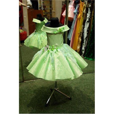 Платье для девочки Весна зеленая из парчи 0439