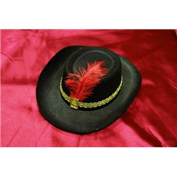 Карнавальная шляпа Мушкетера детская черная с пером 0557