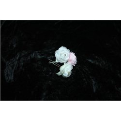 Шпильки для волос шифоновые розы (белые, бежевые, розовые) 0710