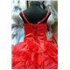  Детское нарядное платье Ираида с бантиком и рукавом красное с сумочкой (юбка рюшки) 0719