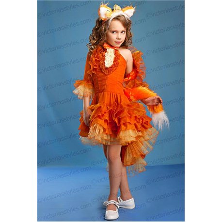 Карнавальный костюм для девочки Лисичка, Рыжая кошечка, Осень 0979, 0978, 0977, 0976, 0218, 0219