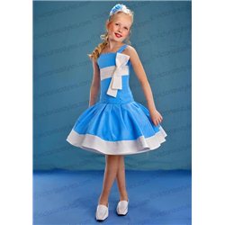Платье для девочки "Альба" голубое с белым бантом 4404