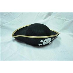 Карнавальная шляпа "Пирата" черная триуголка с золотом маленькая 0980