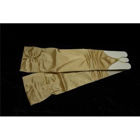Перчатки для девочек, без пальцев, выше локтя, блестящие, с бантом золотистые 3032