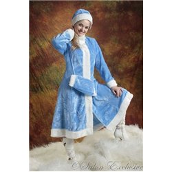 Взрослый карнавальный костюм Снегурочка из голубого меха 2033, 2034, 2035