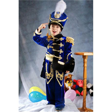 Детский карнавальный костюм Гусар синего цвета 2985