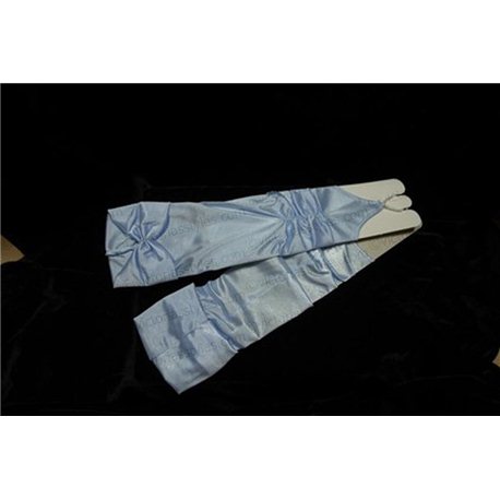 Перчатки детские, без пальцев, выше локтя, блестящие, гофрированные, с бантом, голубого цвета 189, 645