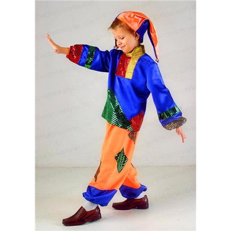 Детский карнавальный и маскарадный костюм Скоморох, Шут 0682, 1063, 1062