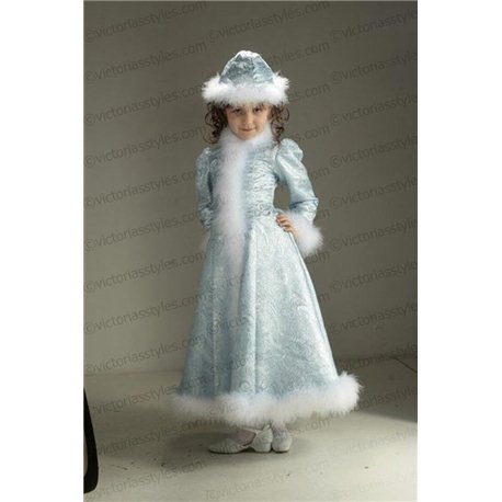 Детский карнавальный и маскарадный костюм Снегурочка из парчи на 5-6 лет 2598