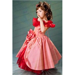 Пышное темно-розовое платье 3646
